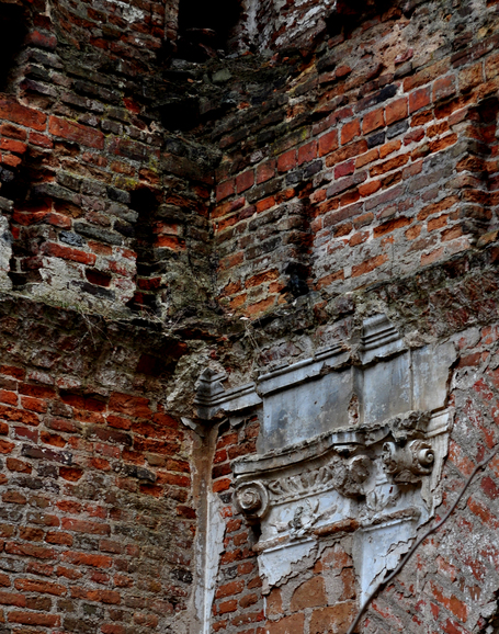 Fragment ruin XVIII-wiecznego pałacu w Kamieńcu. (Marzec 2012)