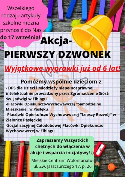 Elbląg, Włącz się do akcji "Pierwszy dzwonek"