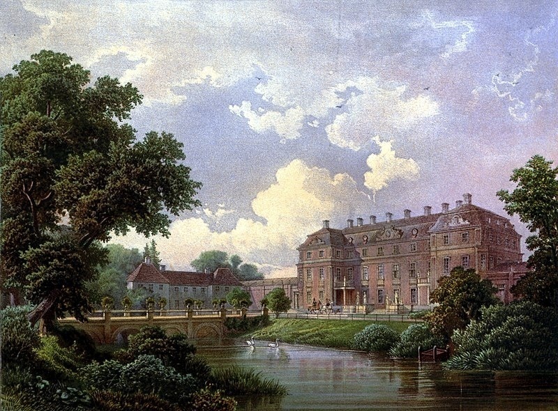 Elbląg, Pałac w Słobitach na obrazie 	Alexandra Dunckera z XIX wieku (Wikipedia Commons)