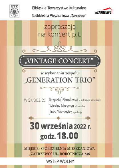 Elbląg, "Vintage Concert" w wykonaniu "Generation Trio"