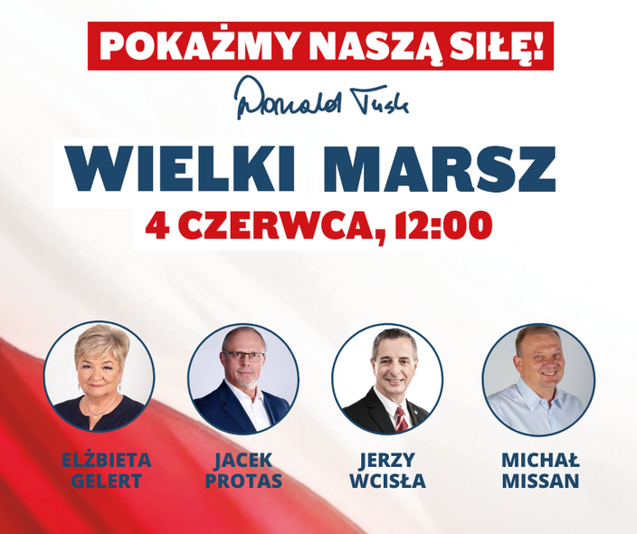 Pokażmy naszą siłę! Wielki marsz 4 czerwca. 12:00. Al. Ujazdowskie - Warszawa