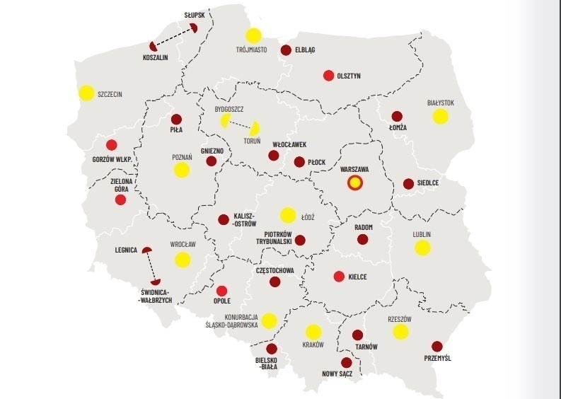 Elbląg, Jeden z wariantów podziału na województwa wg Instytutu Sobieskiego (graf. Instytut Sobieskiego)