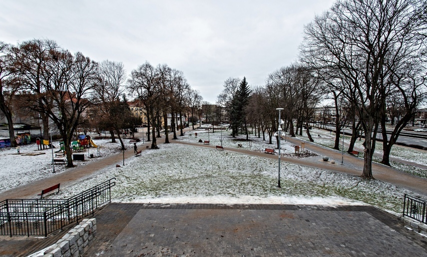 Elbląg, Widok na park Planty zimą