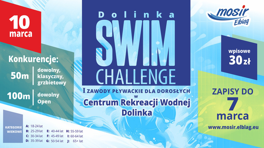 Elbląg, Zawody pływackie dla dorosłych Dolinka Swim Challenge