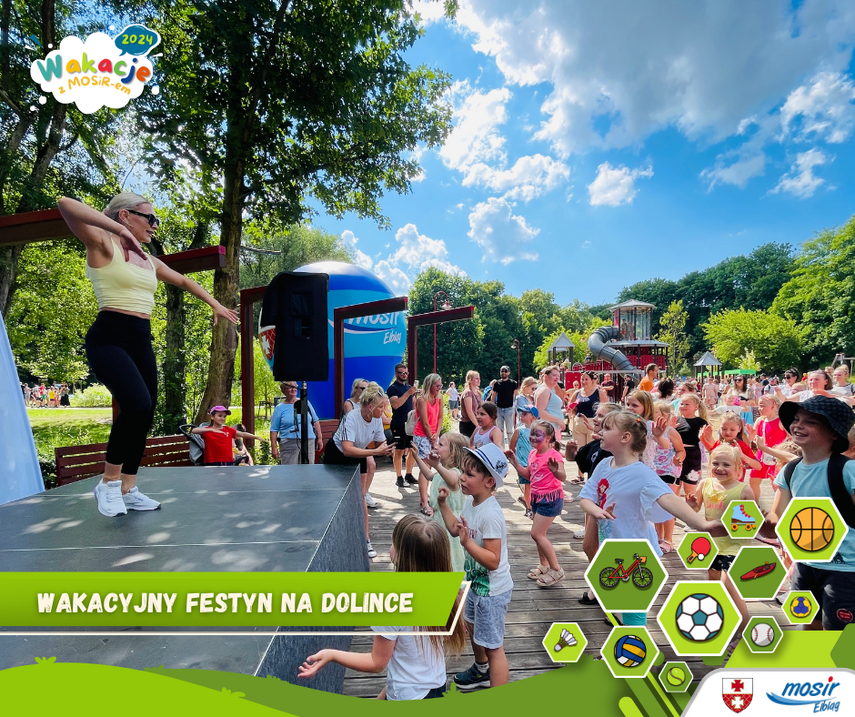 Elbląg, Festyn na Dolince. Zumba kids, proszki holi i animacje