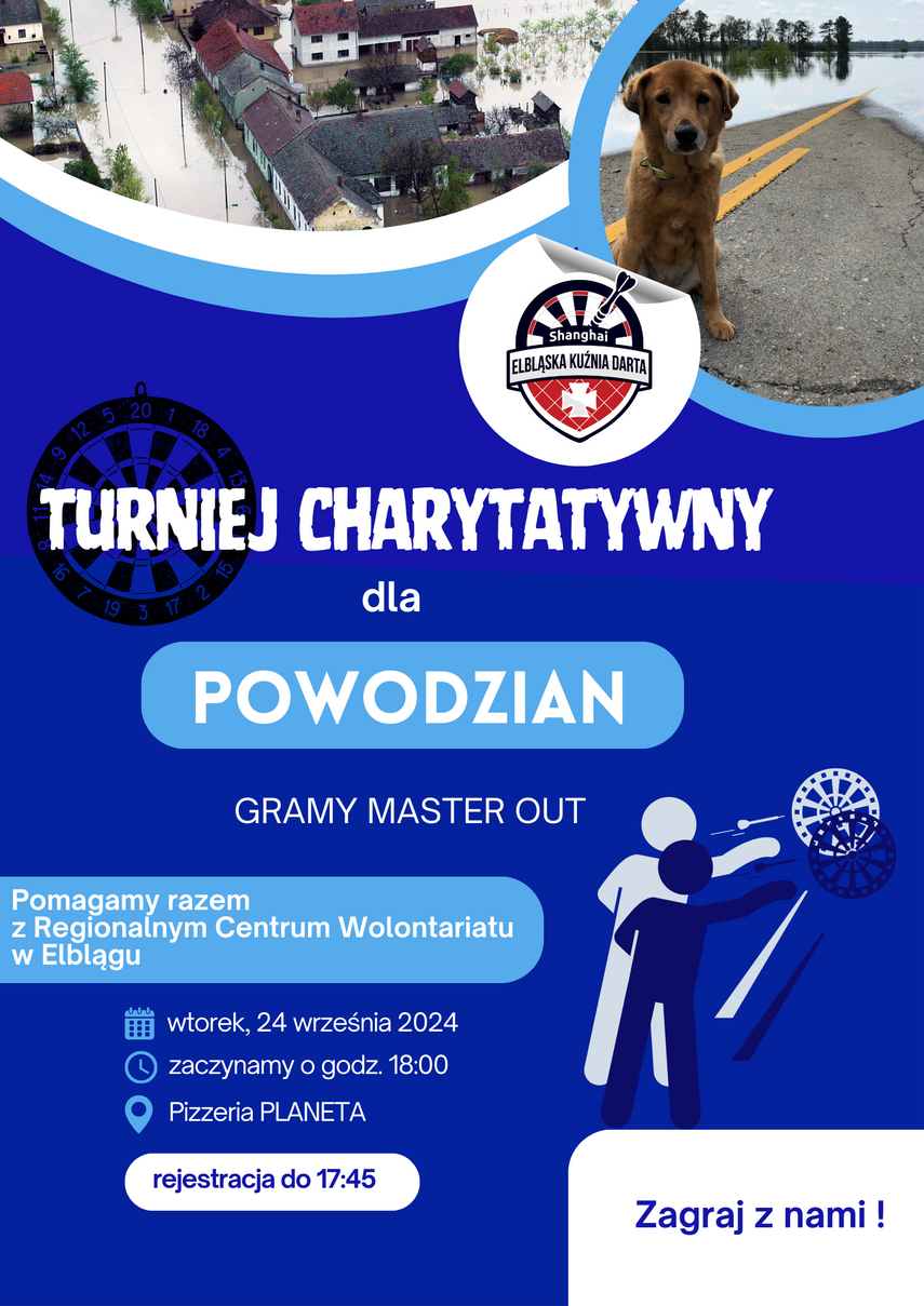 Elbląg, Darterzy dla powodzian. Zagraj w charytatywnym turnieju