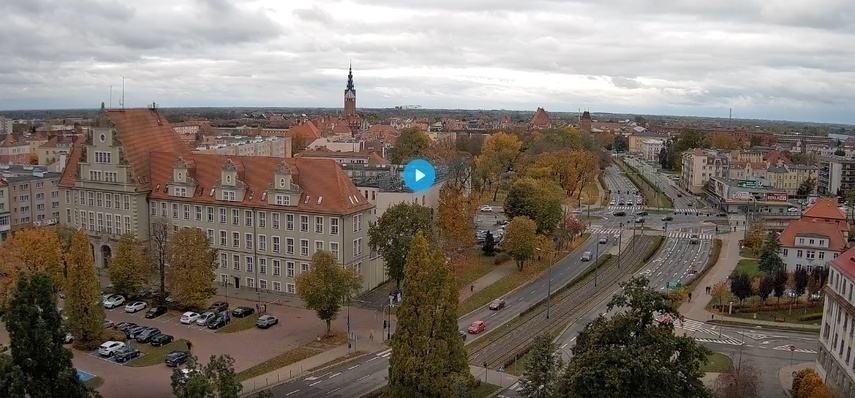 Elbląg, Widok z kamery umieszczonej na wieży ratusza przy ul. Łączności