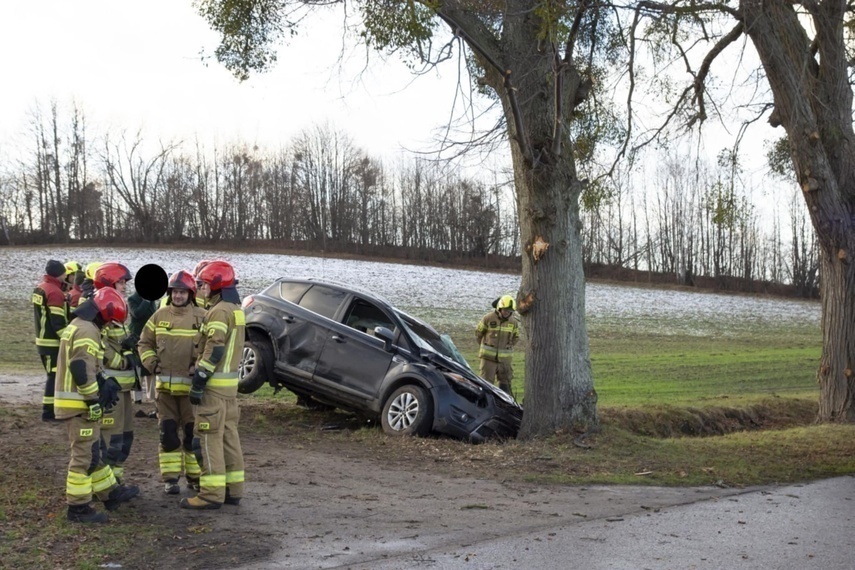 Elbląg, Auto dachowało i zatrzymało się w rowie, tuż pod drzewem