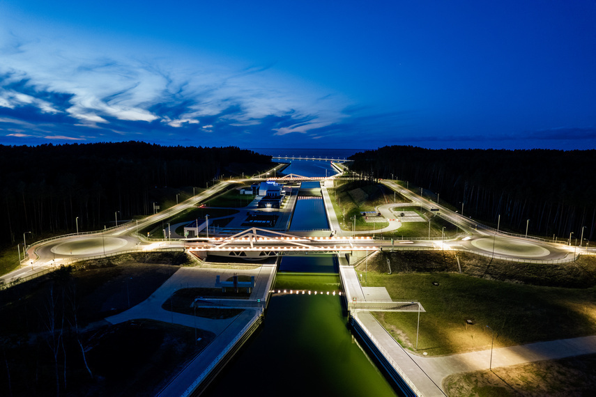 Elbląg, Przekop Mierzei Wiślanej nocą