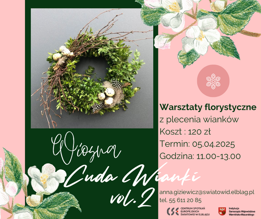 Elbląg, Florystyczne warsztaty na wiosnę! Zapisz się na: „Cuda Wianki - Wiosna vol.2”