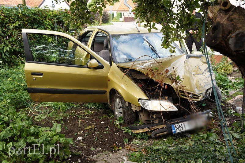 Elbląg, Citroenem wpadł do ogródka