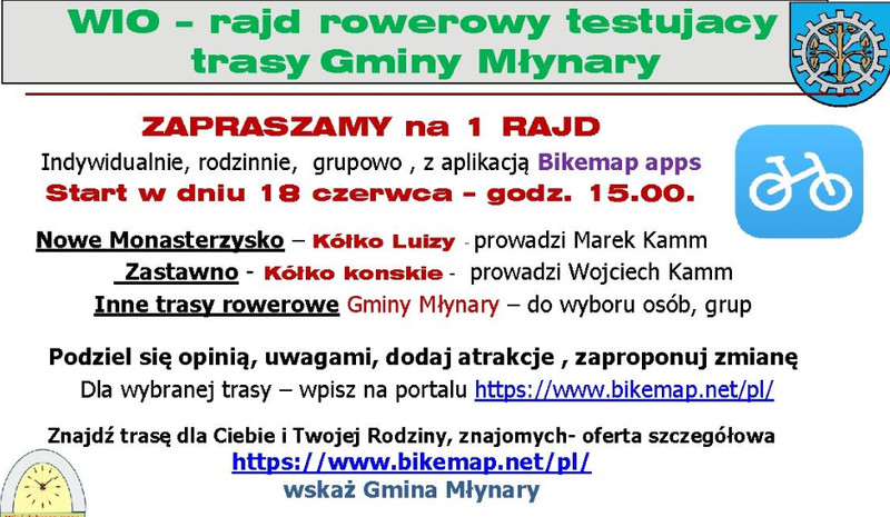 Elbląg, Rajdy rowerowe na terenie gminy Młynary