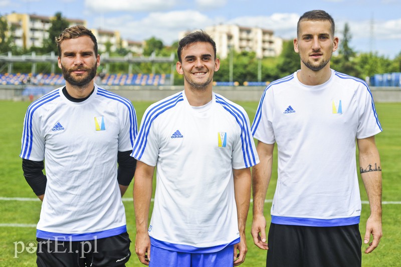 Elbląg, Bramkarze Olimpii (od lewej): Wojciech Daniel, Kacper Jurewicz, Kacper Tułowiecki