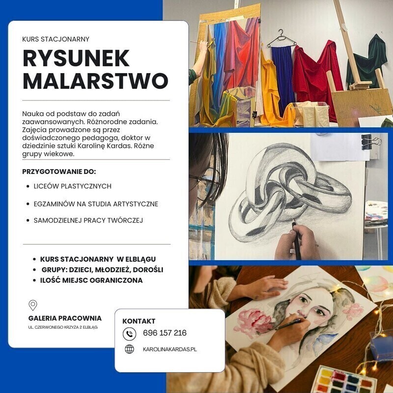 Elbląg 🖌️ Lekcje rysunku i malarstwa! 🖌️Odkryj świat sztuki! Na naszych kursach nauczysz