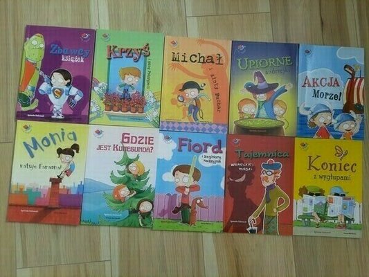 Elbląg Sprzedam zestaw (serię) 10 książek przygodowych dla dzieci, które zaczęły przygodę z czytaniem. Pięknie