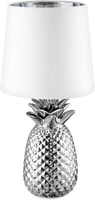 Elbląg LAMPKA stojąca ANANAS ceramiczna srebrna 
Specyfikacja:
Materiały: ceramika | metal | tkanina
Kolor: biały -