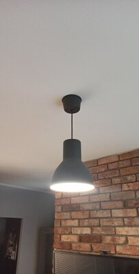 Elbląg Lampa loft czarna Ikea Hektar 22cm x2szt, zegar Jysk 60cm