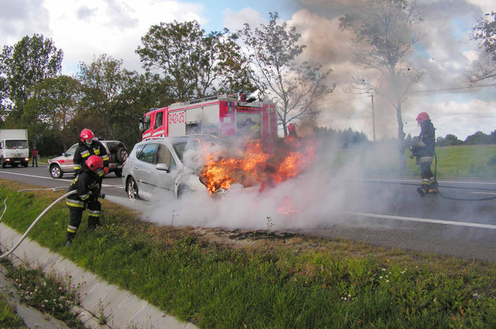 Peugeot spłonął na "siódemce" zdjęcie nr 48933