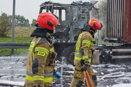 Ciężarówka spłonęła na S22, silnik mana eksplodował podczas jazdy