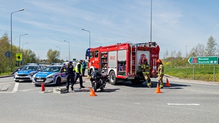 Potrącenie motocyklisty na Warszawskiej