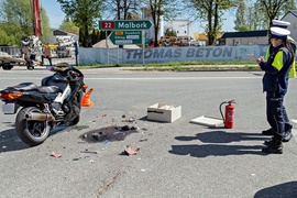 Potrącenie motocyklisty na Warszawskiej