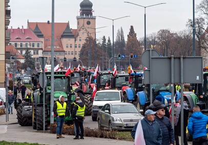 Rolnicy protestowali w Elblągu. „Żywność spoza UE jest nafaszerowana pestycydami”