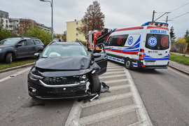 Kolizja fiata z audi na al. Grunwaldzkiej